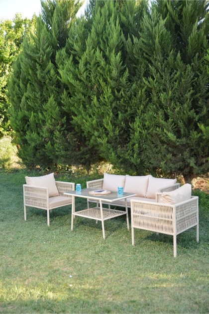 Kuzey 5 kişilik Bahçe Balkon Takımı Krem