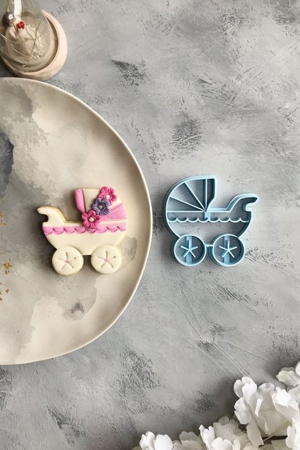 Blue Baby Carriage Dough Shaper / Cookie Mold