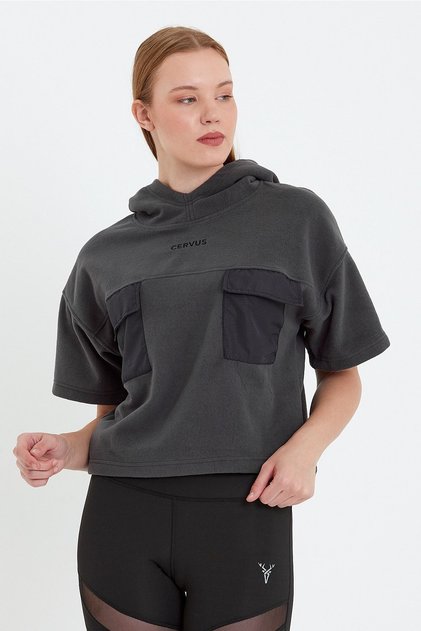 Women's Fleece Short Sleeve Hooded Sweatshirt