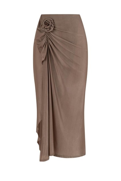 Rose Detailed Mink Beach Skirt