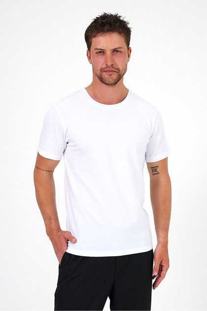 Men's Crew Neck 100% Cotton White Basic T-Shirt