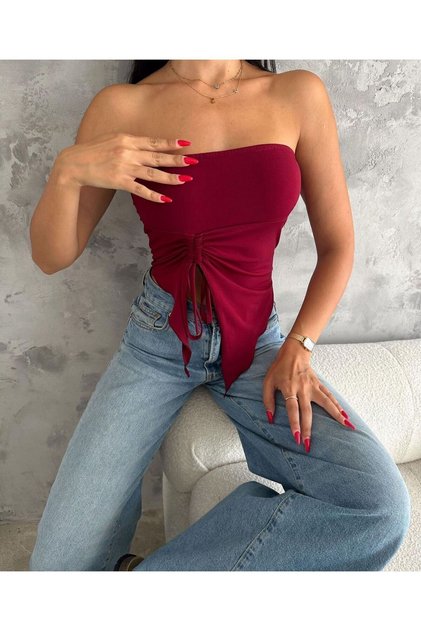 Women's Sandy Asymmetrical Gathered Strapless Blouse
