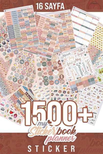 Planner Sticker Set - 1500+ Adet Çıkartma - Ajanda, Günlük, Planlayıcı, Bullet Journal , Scrapbook