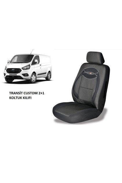 FORD TRANSİT CUSTOM KAPALI KASA 2+1 KOLTUK KILIFI SİYAH RENK  2012-2023 YILLARI ARASI