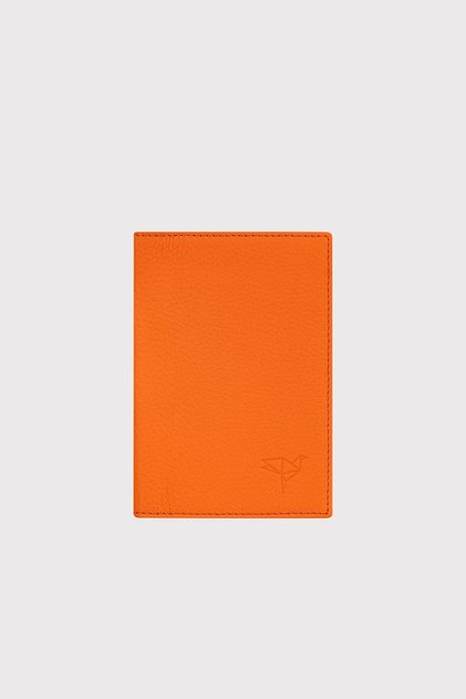 Passcase Genuine Leather Unisex Orange Passport Case with Card Holder Compartment