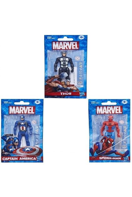 Marvel Aksiyon Figürleri 9,5 Cm Thor + Spider-Man + Captain America