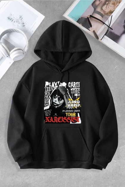 Unisex Women Men Playboi Carti Narcissist Custom Design Printed Hooded Sweatshirt