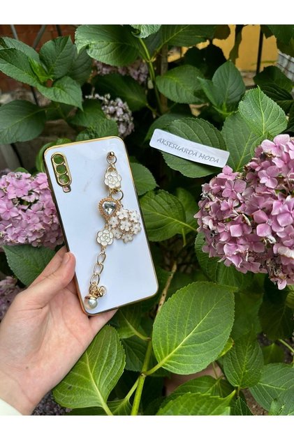 Samsung A70 Compatible Floral Stone Pearl Handheld Laser Cut Shiny Case