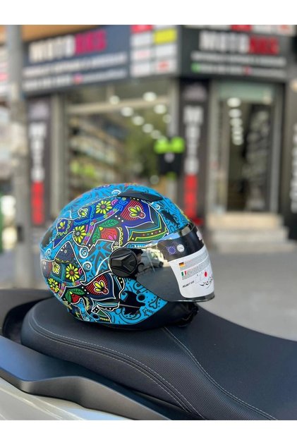 Sw 765 Spring Blue Yarım Motosiklet Kaskı