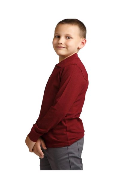 Claret Red Combed School Lacoste Unisex Children's Wear Youth Wear Unisex Konpak Combed Collar School T-Shirt