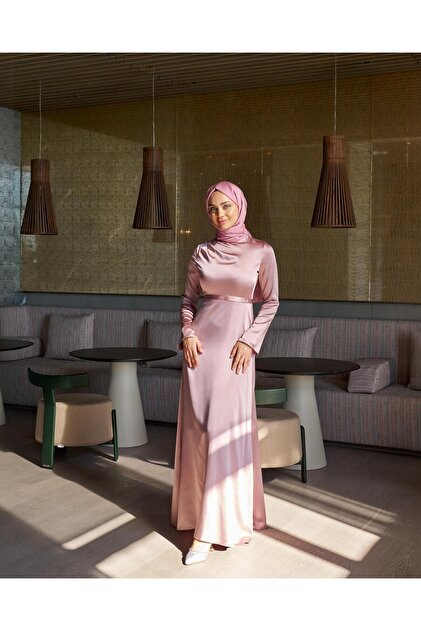 Azeem Satin Izem Hijab Evening Dress - Special Occasion and Graduation Dress-  Trendyol