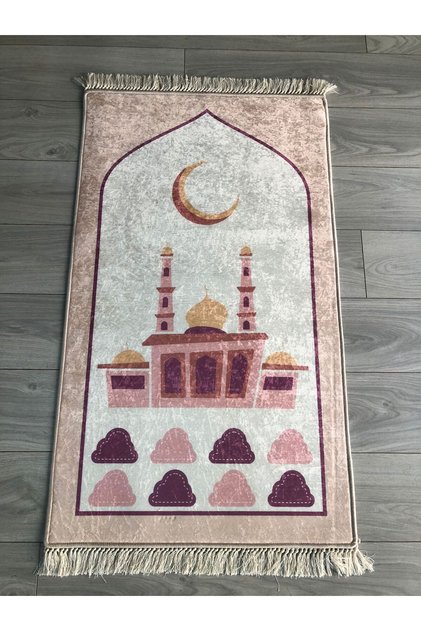 Non-Slip Base Machine Washable Digital Printed Prayer Rug 70x120cm