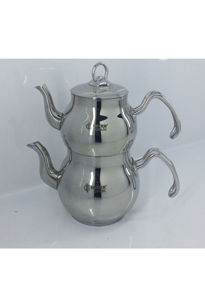 Paslanmaz Çelik Çelik Mercan Metal Kulp Sade Mini Boy Çaydanlık Bej