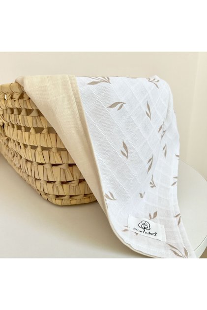 Double-Sided Muslin Blanket-Leaf Patterned