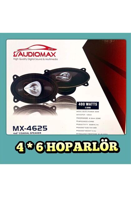 Audiomax MX4625 OVAL HOPARLÖR 4X6 TWETER LI 400WAAT - Fiyatı