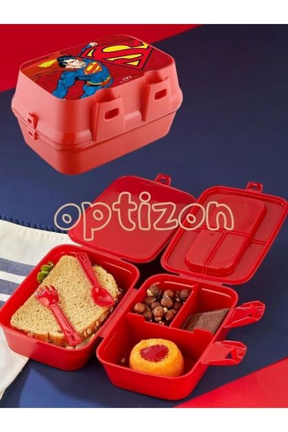 Superman Tuffex Two Layer Lunch Box with Fork and Spoon Double Lock