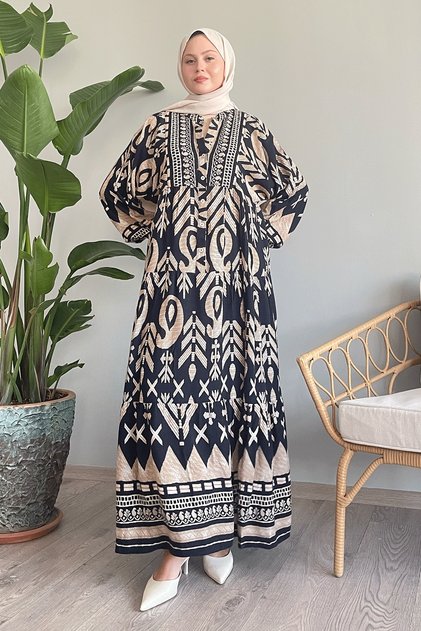 Loose Black Viscose Dress