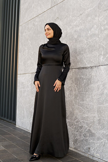 Azeem Satin Izem Hijab Evening Dress - Special Occasion and Graduation Dress-  Trendyol