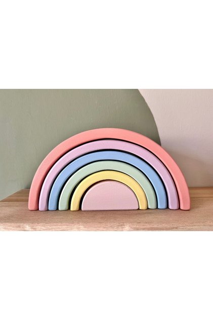 Natural Organic Wooden Toy Waldorf Rainbow Set of 6 Baby Room Gift Decor