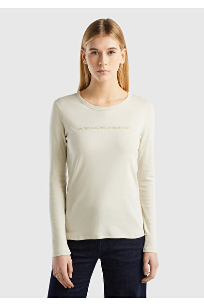 UNITED COLORS OF BENETTON レディース　Tシャツ　46 United Colors of Benetton Kadın Kırmızı Basic Bisiklet Yaka Uzun