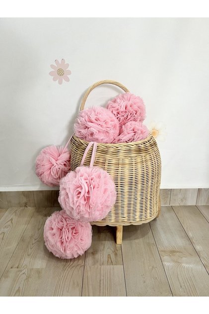 Pembe Tül Ponpon, Cibinlik aksesuarı, 2'li Tül ponpon