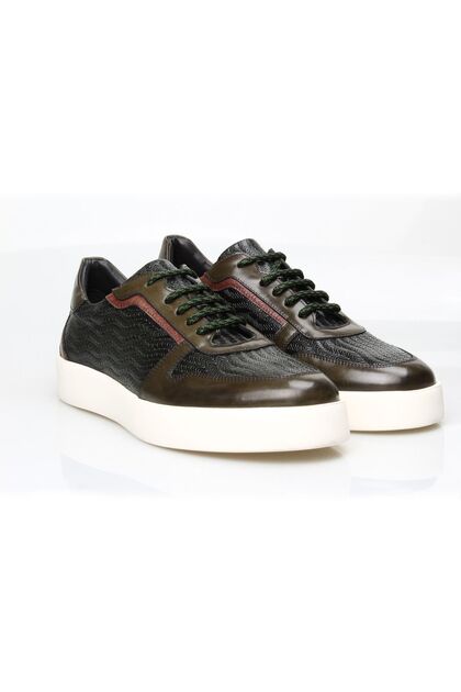 Khaki Color Lace-Up Genuine Leather Men's Shoes