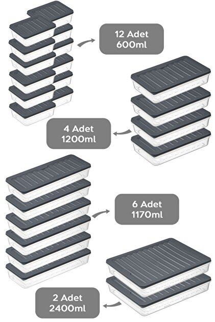 Meleni Home Mikrodalga ve Difriz Uyumlu 24 Parça Saklama Kabı Seti