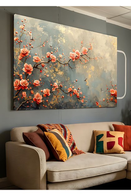 Dance of Orange Flowers on a Branch Decorative Canvas Painting
