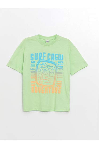 Lcw Kids Light Green Oversize Crew Neck Boys' T-Shirt (S4)