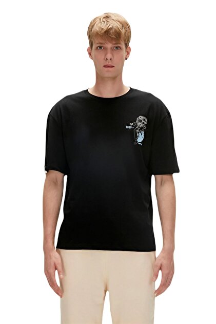 Jack & Jones Siyah Erkek Regular Fit Logo Baskılı T-Shirt 12306235