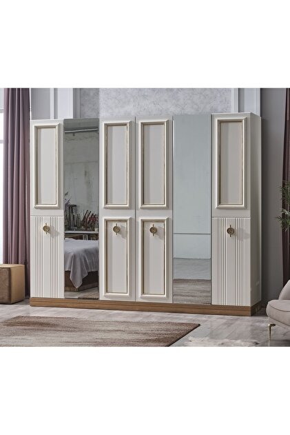 洋楽 one gud cide Tutku Yatak Handel 6 Kapaklı Aynalı Modern Gardrop / Dolap 261 cm
