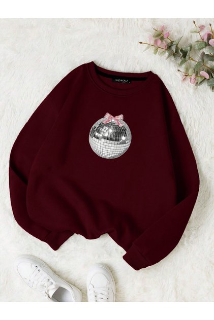 Women's Mirror Ball Printed Oversize Fleece Sweatshirt