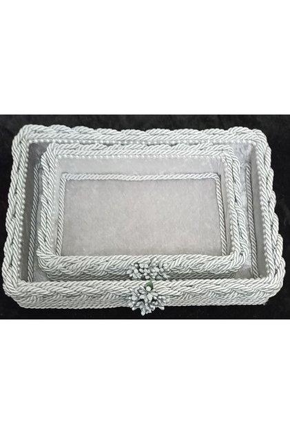 Rectangular Knitted 2-Piece Basket Gift Bundle Dowry Holder Towel Makeup Products Box