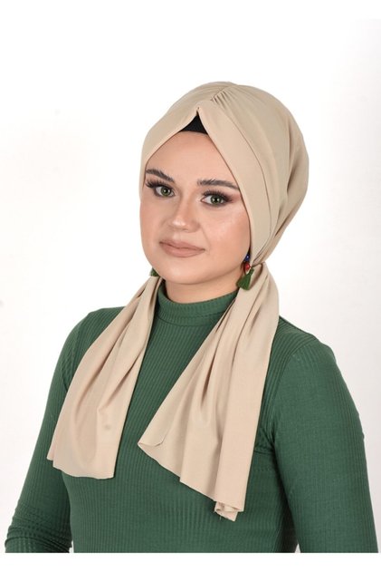 Light Mink Plain Humor Sandy Fabric Ready Shawl / Bonnet