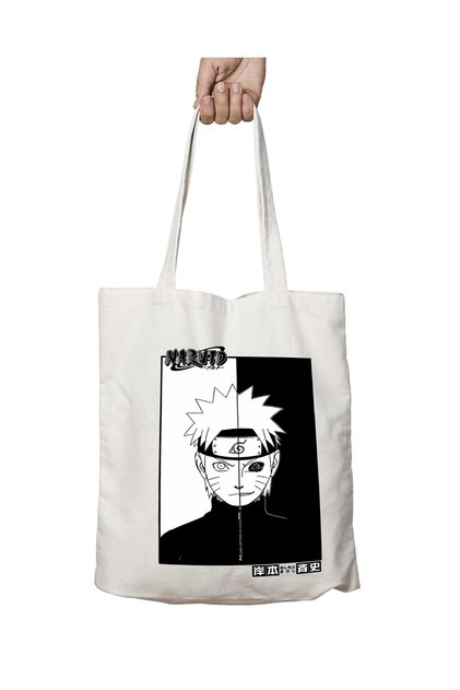 Naruto Kurama Two-Sided Permanent Printed Washable School Beach Shoulder Tote Bag