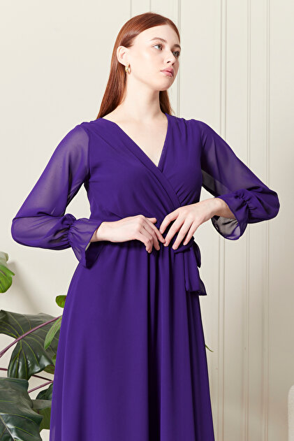 sachin and babi light blue dress Aubergine Polyester Chiffon Fabric