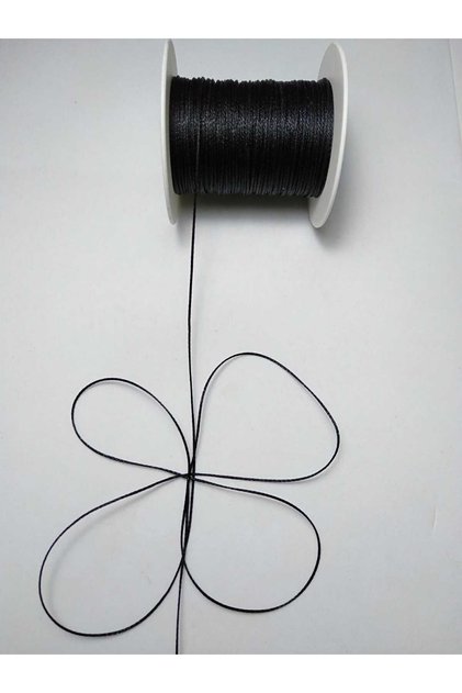 Zift Black Color (Shiny Sparkling Black) 1.0 mm 50 Meters Waxed Cord for Saddler Leather Sewing Necklace Beading Jewelry Design Bracelet Cord