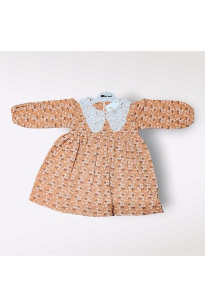 Lace Packs of Collar Muslin Fabric Flowery Girls' Dress