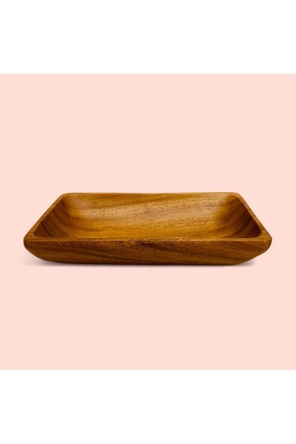 Natural Acacia Rectangular Serving & Salad Bowl 25x16 cm