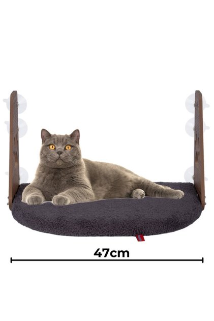 Cam Yatağı Vantuzlu Kedi Cam Yatağı Vantuzlu Yatak Antrasit