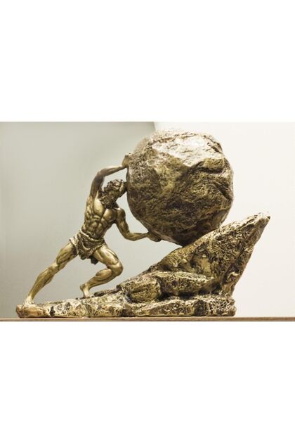 Zeus Cezalısı Kayayı Taşıyan Kral Sisyphus Biblo Tasarım Heykel Ev Dekor Hediyelik Eşya