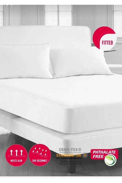 120 X 200 Cm Tek Kişilik Fitedd Su Sıvı Geçirmez Alez Beyaz Lastikli Çarşaf Yatak Çarşafı