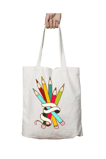 Colorful Pencils Bouquet Two Sides Permanent Printed Washable Bag