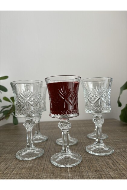 6 lı Kristal Cam Kahve Yanı Su Bardağı Ayaklı Kahve Yanı Sunum Bardağı 150 ml Kahve Yanı Sunumluk