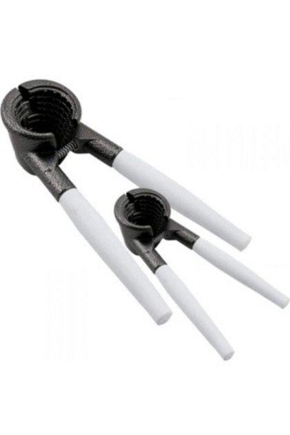 2-Piece Hard Plastic White Handle Cast 2-Piece Walnut and Hazelnut Cracker Set 2 Pieces