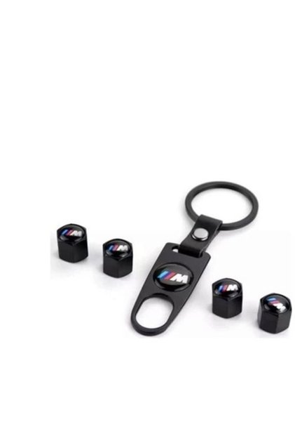 4 Pcs Bmw m Logo Valve Cap and Keychain