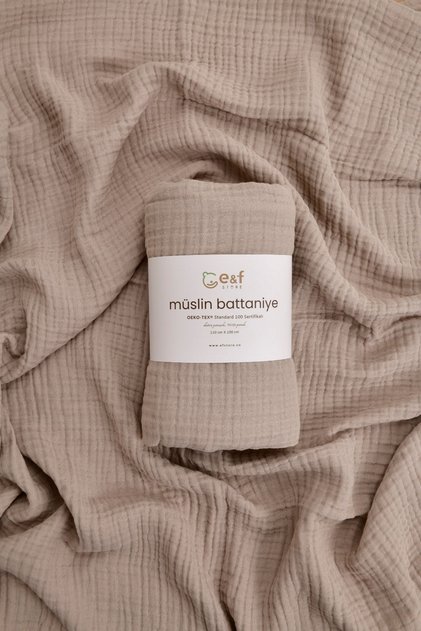 4 Layer Organic Muslin Baby Blanket - Beige