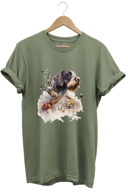 Hunter Hunting Hunting Patterned Hunting Dog and Hunting Bird Printed 100% Cotton Premium Regular Fit Khaki T-Shirt