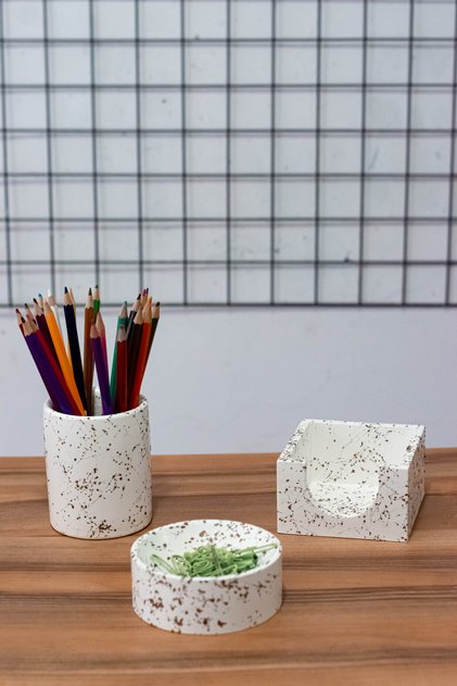 Marble Concrete Office Set Pen Holder Notepad Holder Paper Clip Holder