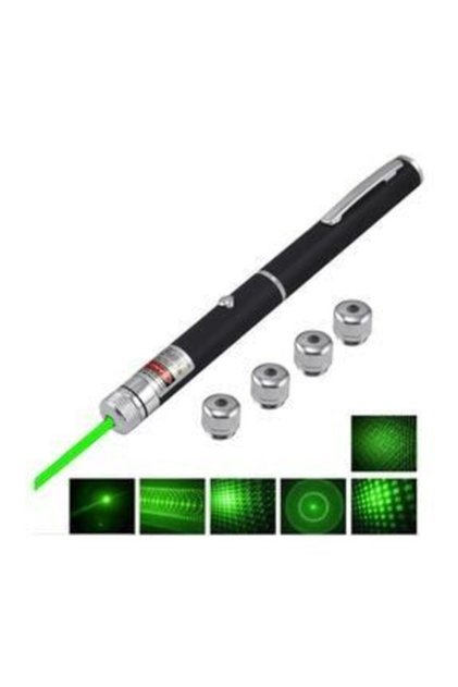 Green Yeşil Kalem Tipi Lazer Pointer 5 Başlıklı